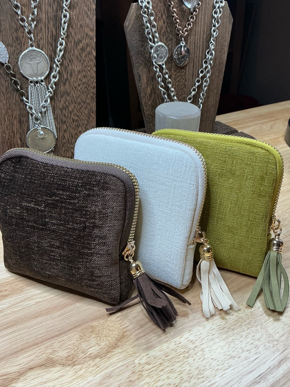 Jewelry Travel Pouches Colors Ivory, Chocolate, Peridot, Blue, Pink (price/ea) - Picture 5 of 5